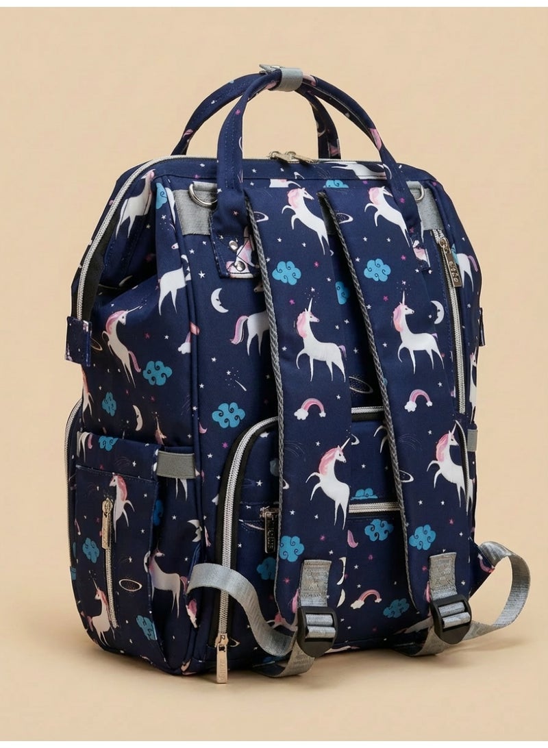 Kidilo Diaper Backpack with Unicorn Print & Changing Mat - Multi-Pocket Waterproof Travel Bag for Mom & Baby - Large Capacity Organizer - Image 2